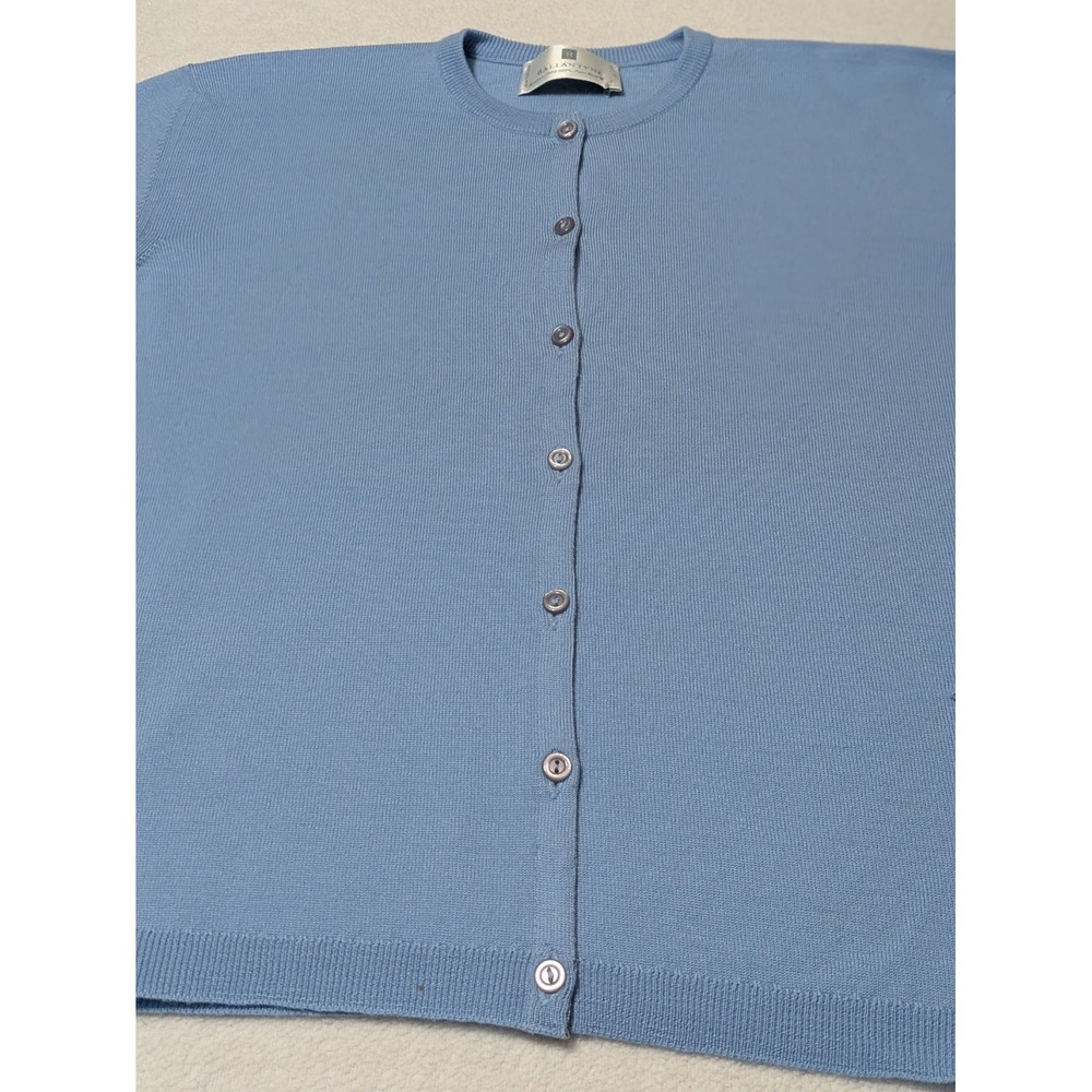 Ballantyne Blue Scotland 100% Pure New Wool Cardigan Sweater Button Down Small - Picture 2 of 16